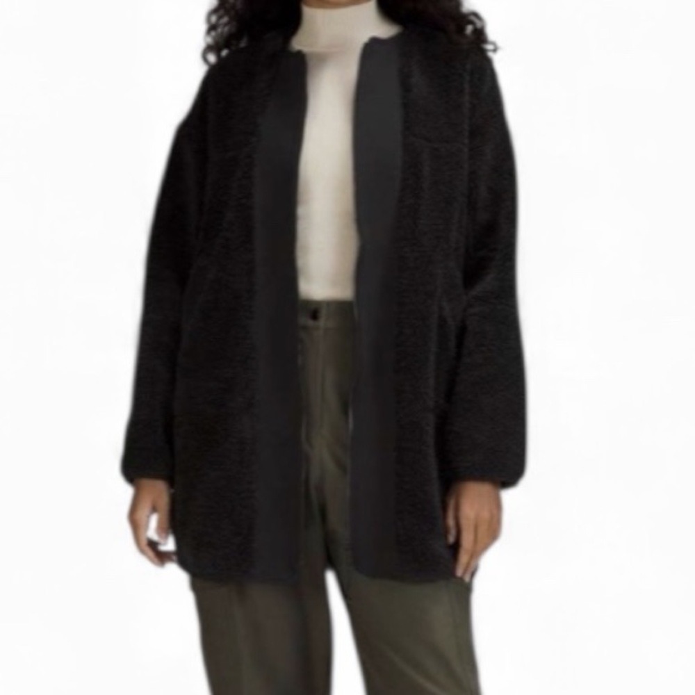Lululemon Collarless Textured Fleece Full Zipjacket in black,Size 4 - Picture 3 of 11